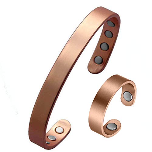 Pure Copper Magnetic Bracelet Arthritis Adjustable 10mm Vintage Magnetic  Bracelet Health Energy Copper Cuff Bracelet & Bangles