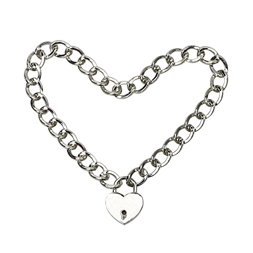 YL Lock Necklace Silver Color Alloy Padlock Chain for Men Women Statement  18K Gold Punk Multilayer Choker Jewelry